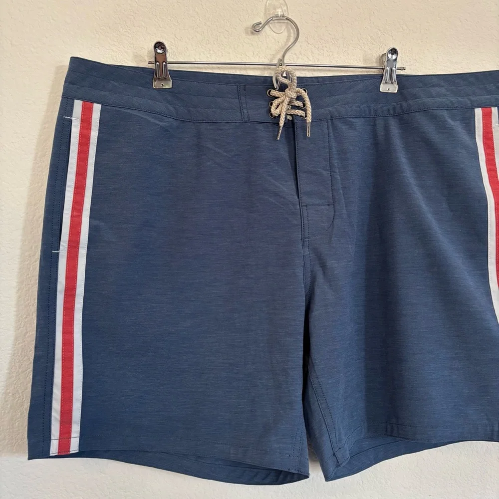 Faherty Mens Retro Surf Stripe Board Shorts